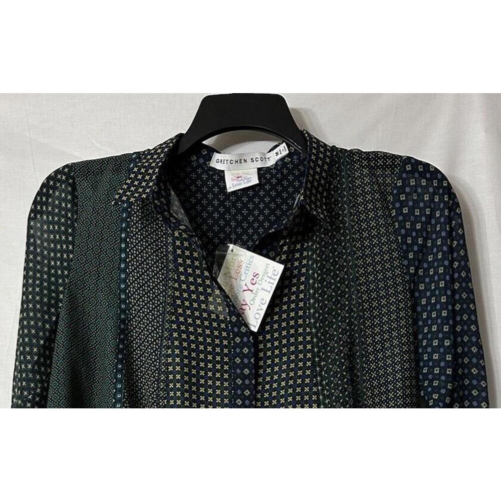 NWT Gretchen Scott Long Sleeve Half Button Polyester Top Blouse Shirt Size M - Picture 2 of 13